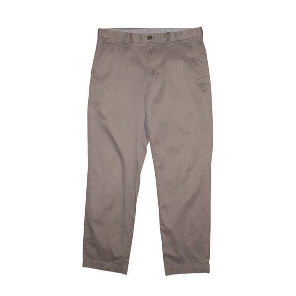 BROOKS BROTHERS‎ $118 Clark Fit Gray Flat Front Straight Leg Chino Pant Men's 33 - Picture 1 of 4